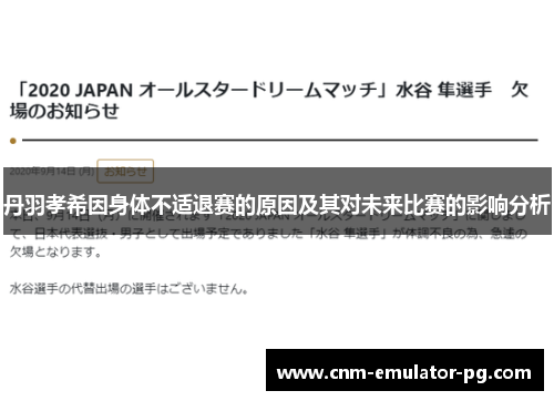 丹羽孝希因身体不适退赛的原因及其对未来比赛的影响分析