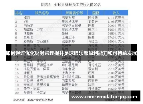 如何通过优化财务管理提升足球俱乐部盈利能力和可持续发展 如何通过优化财务管理提升足球俱乐部盈利能力和可持续发展